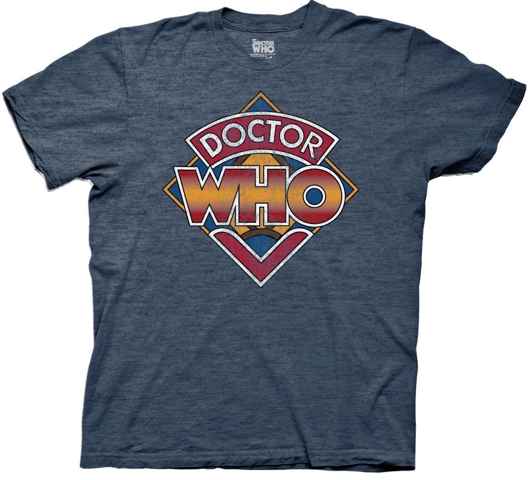Doctor Who Vintage Logo Heather Navy T-Shirt