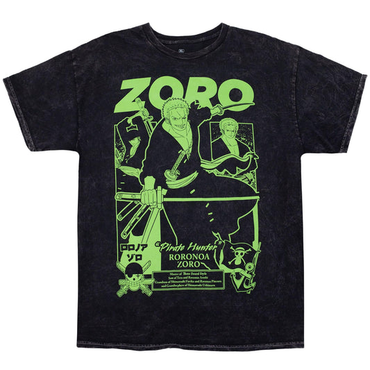 One Piece Zoro Green Panels Mineral Wash T-Shirt