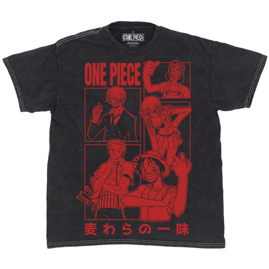 One Piece Straw Hat Crew Mineral Wash T-Shirt