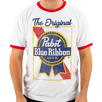 Pabst Blue Ribbon Vintage Beer Logo Ringer T-Shirt