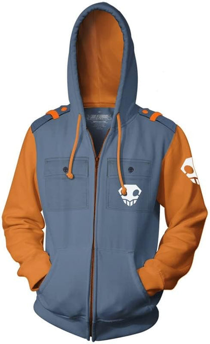 BLEACH Flaming Skull Shinigami Logo Military Zip Hoodie
