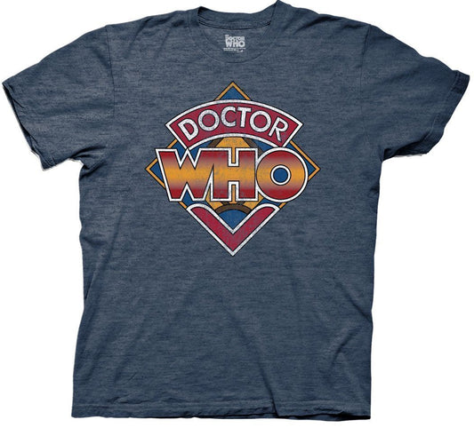 Doctor Who Vintage Logo Heather Navy T-Shirt