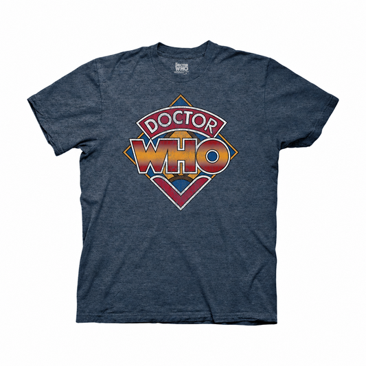 Doctor Who Vintage Logo Heather Navy T-Shirt