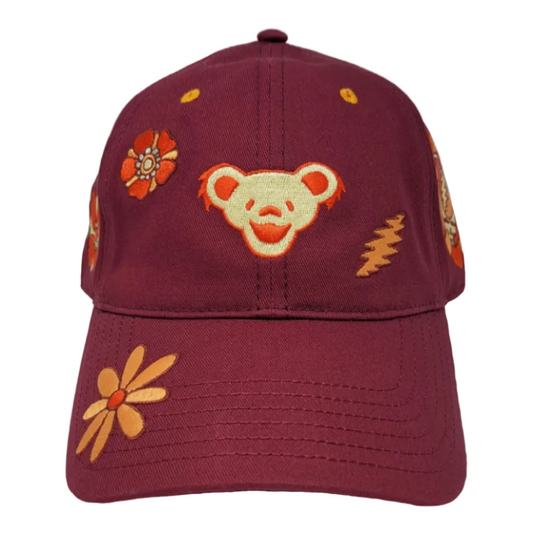 Grateful Dead Embroidered Icons & Flowers Dad Hat