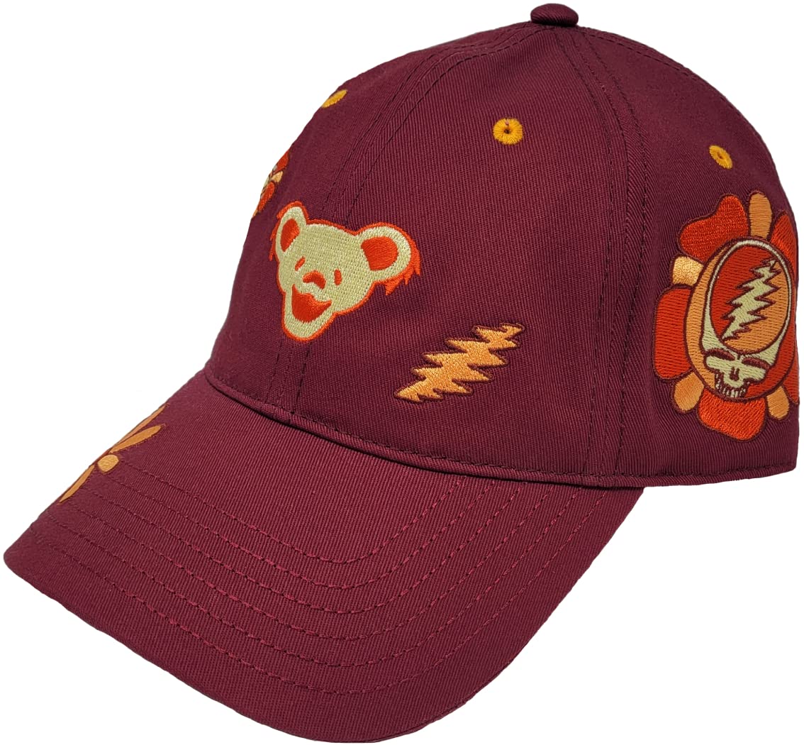 Grateful Dead Embroidered Icons & Flowers Dad Hat