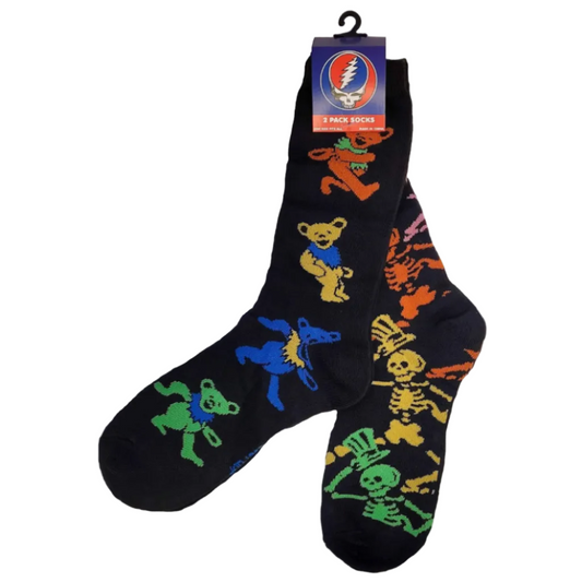 Grateful Dead Skeletons & Dancing Bears 2-Pack Crew Socks