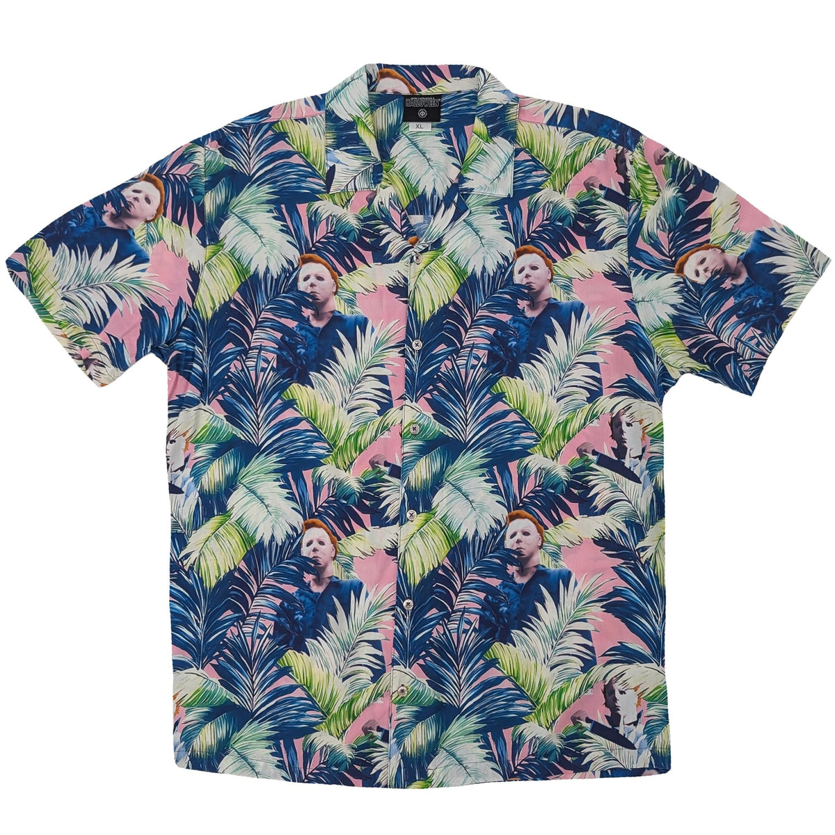 Halloween Tropical Michael Myers Camp Collar Button Up