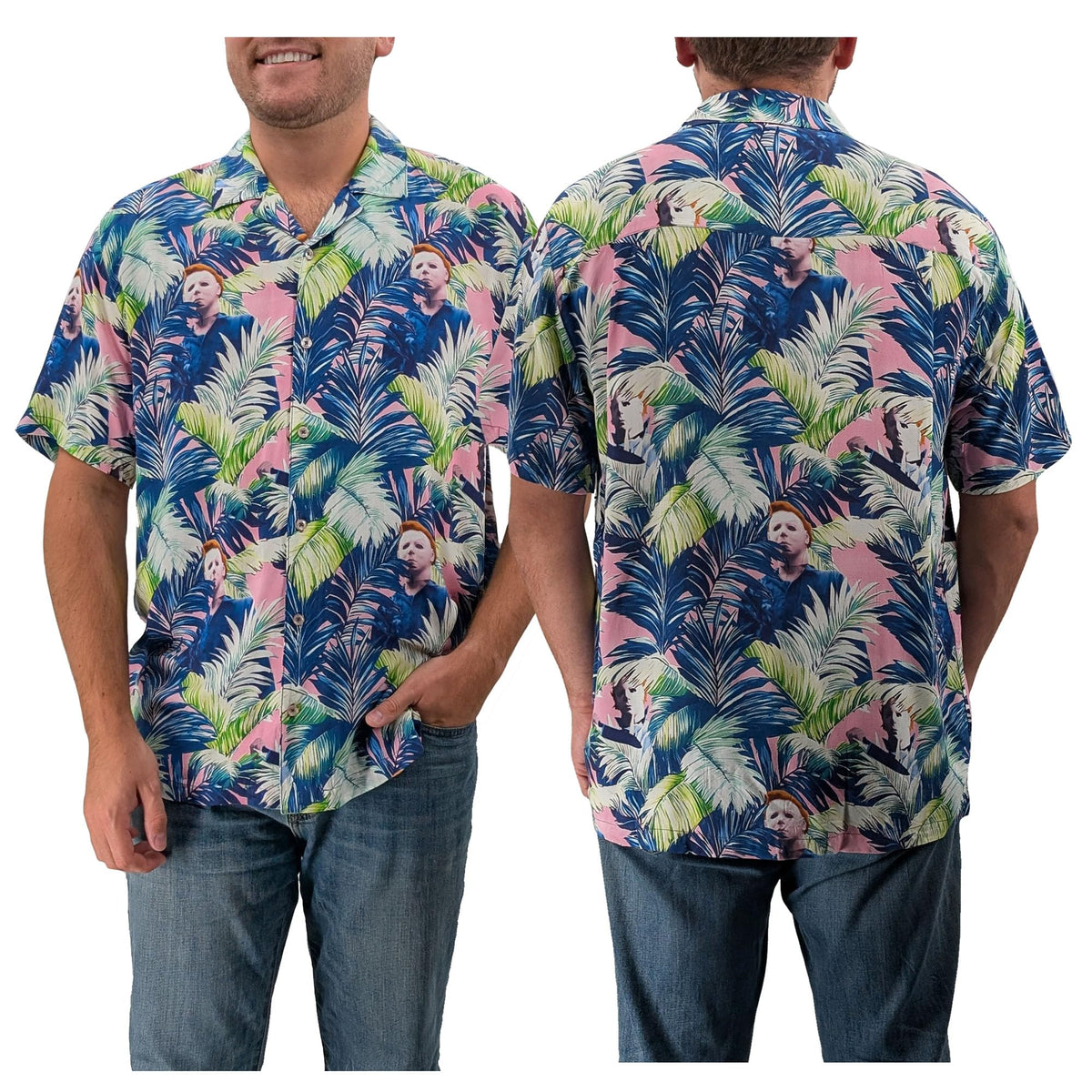 Halloween Tropical Michael Myers Camp Collar Button Up
