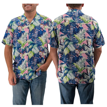 Halloween Tropical Michael Myers Camp Collar Button Up