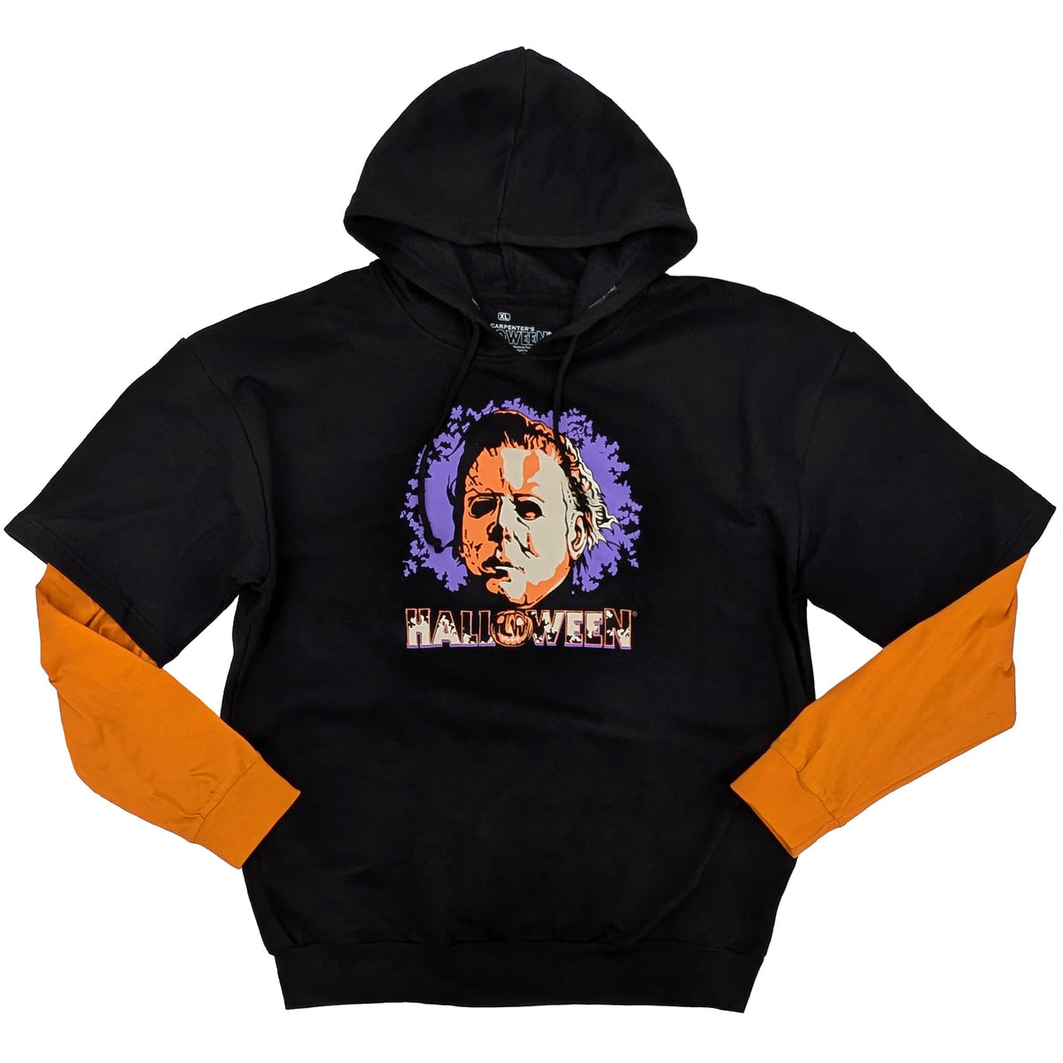 Halloween Michael Myers Glow in the Dark Hoodie Long Sleeve Twofer