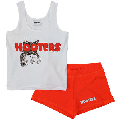 Hooters Girl Waitress Costume Tank Top and Shorts Set