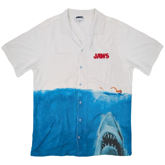 Jaws Movie Poster Camp Collar Button Up