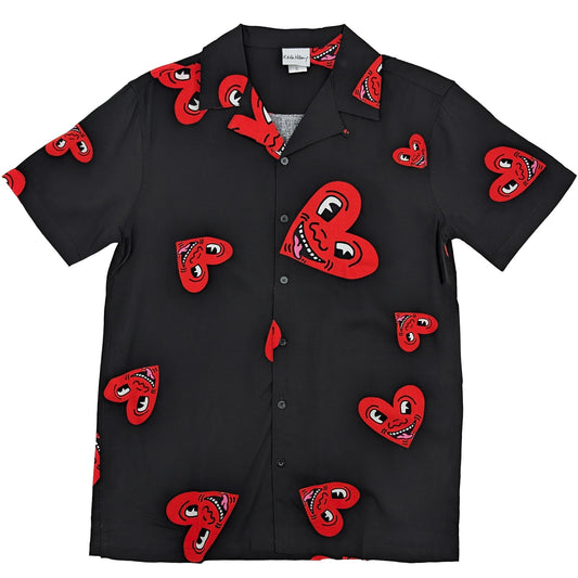 Keith Haring Smiling Hearts Camp Collar Button Up
