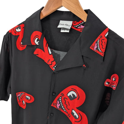 Keith Haring Smiling Hearts Camp Collar Button Up