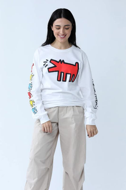 Keith Haring Barking Dogs & Signature Long Sleeve T-Shirt