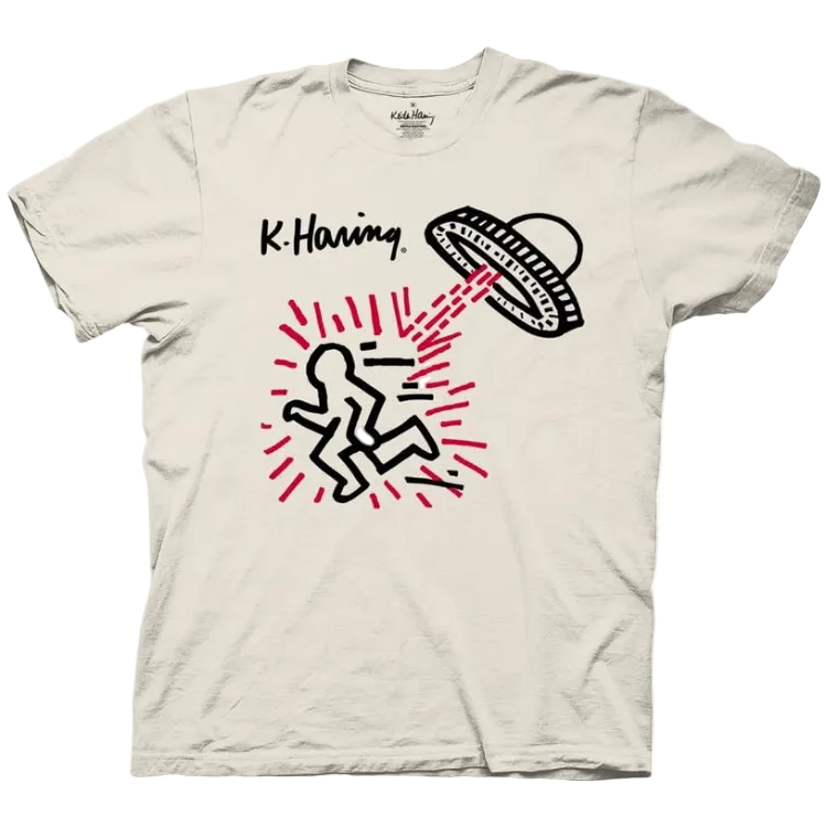 Keith Haring UFO Abduction Elevated Puff Ink T-Shirt