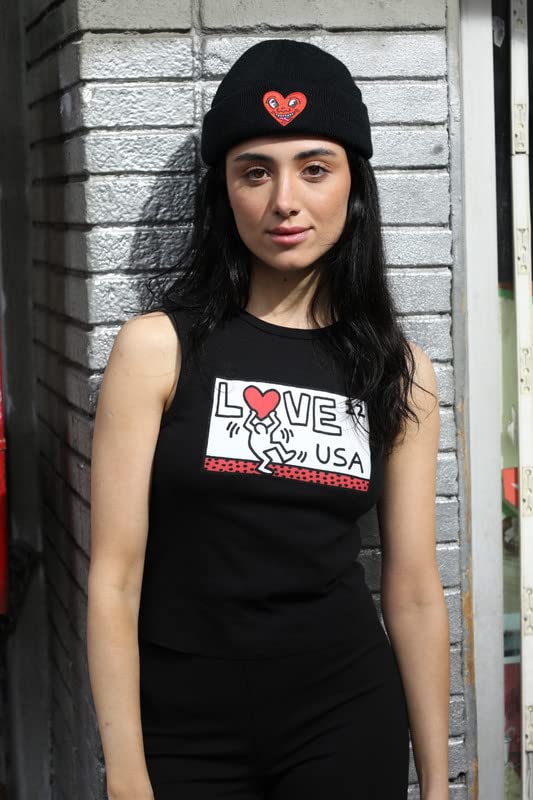 Keith Haring Love USA Juniors Fit Women's Baby Rib Tank Top