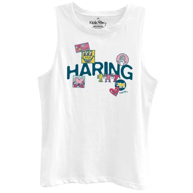 Keith Haring Gloss Ink Stickers Juniors Fit Women's Tank Top