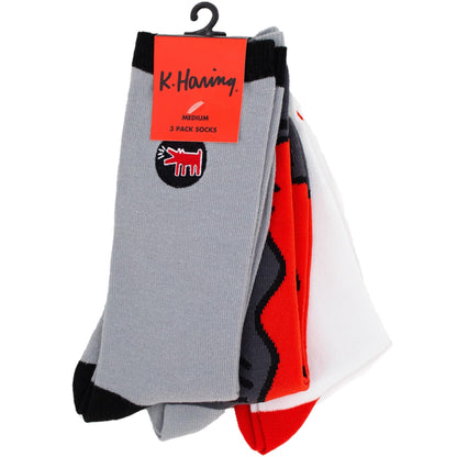 Keith Haring Iconic Artwork 3-Pack Crew Socks