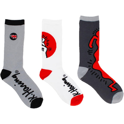 Keith Haring Iconic Artwork 3-Pack Crew Socks