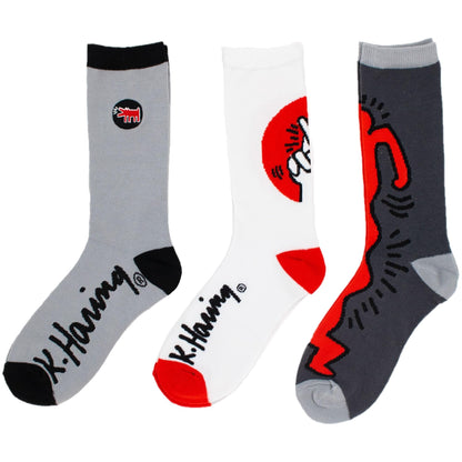 Keith Haring Iconic Artwork 3-Pack Crew Socks