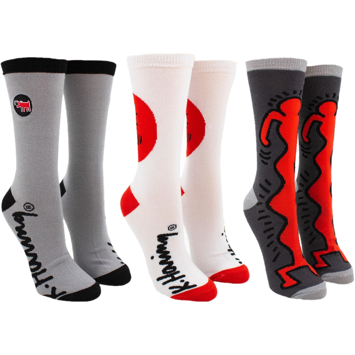 Keith Haring Iconic Artwork 3-Pack Crew Socks