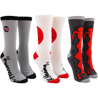 Keith Haring Iconic Artwork 3-Pack Crew Socks