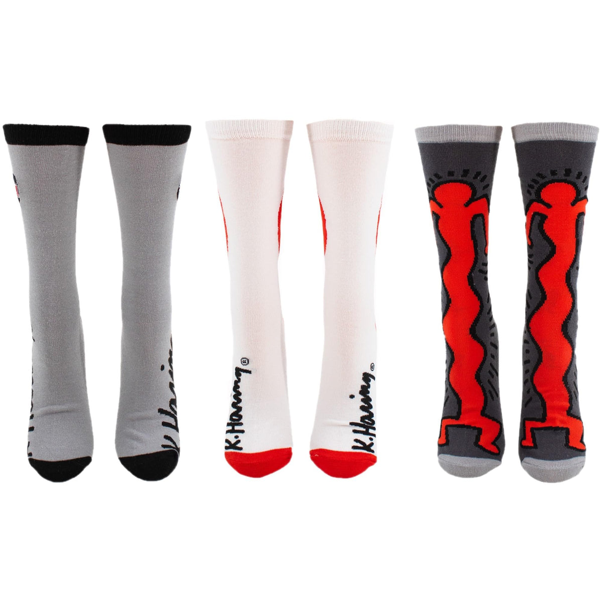 Keith Haring Iconic Artwork 3-Pack Crew Socks