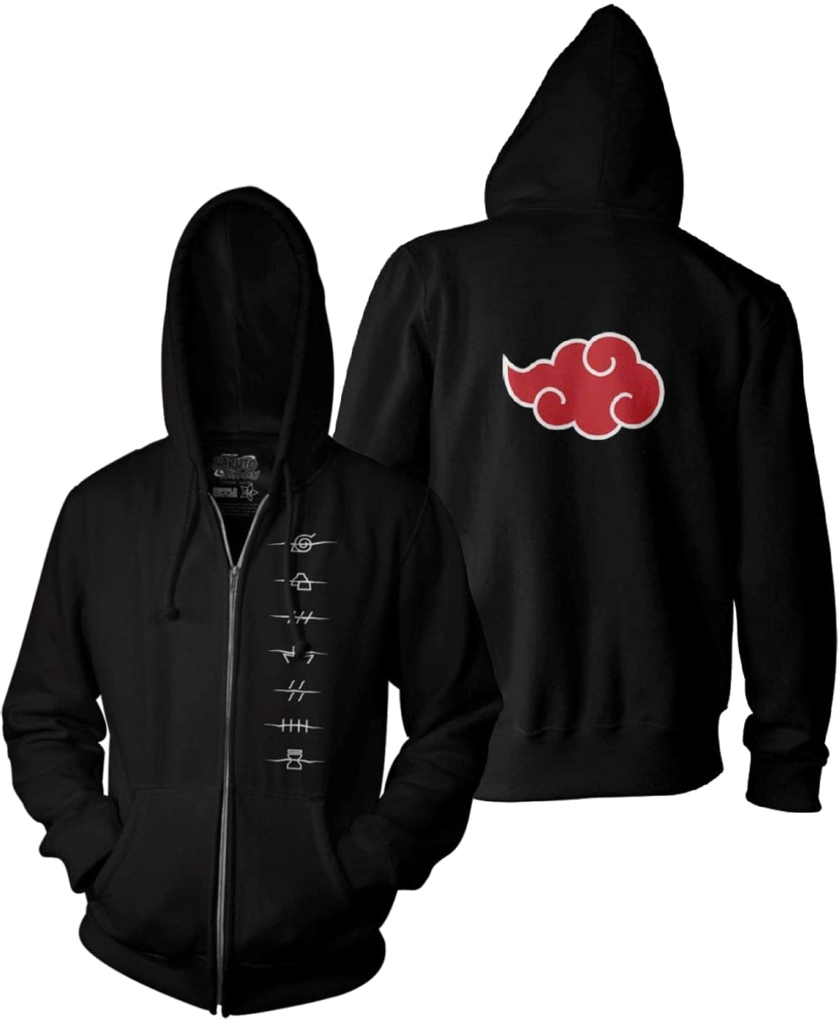 Naruto Shippuden Akatsuki and Anti-Village Symbols Zip Hoodie