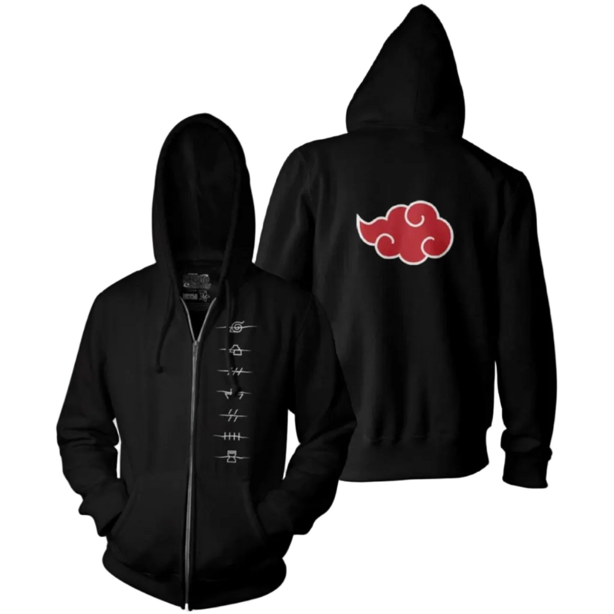 Naruto Shippuden Akatsuki and Anti-Village Symbols Zip Hoodie