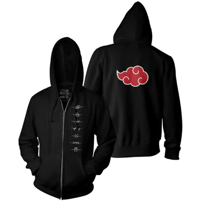 Naruto Shippuden Akatsuki and Anti-Village Symbols Zip Hoodie
