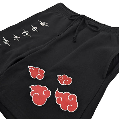 Naruto Shippuden Akatsuki Clouds & Anti-Village Symbols Lounge Shorts