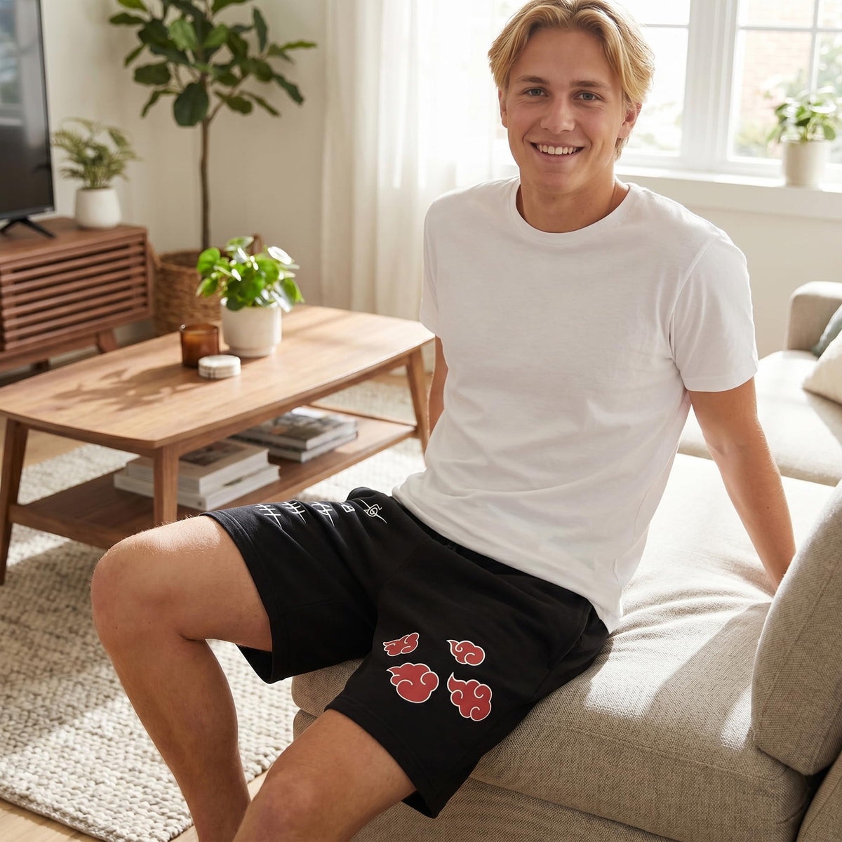 Naruto Shippuden Akatsuki Clouds & Anti-Village Symbols Lounge Shorts