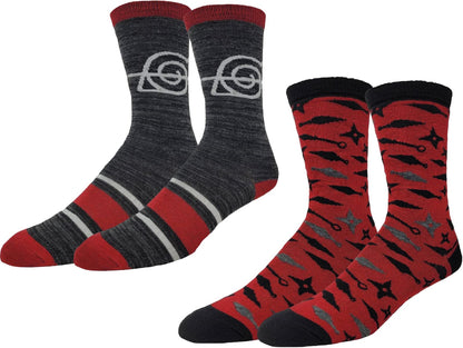 Naruto Shippuden Anti-Village Symbol & Weapons 2-Pack Crew Socks