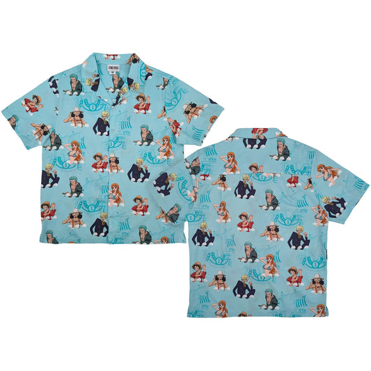 One Piece Straw Hat Crew & Thousand Sunny Camp Collar Button Up