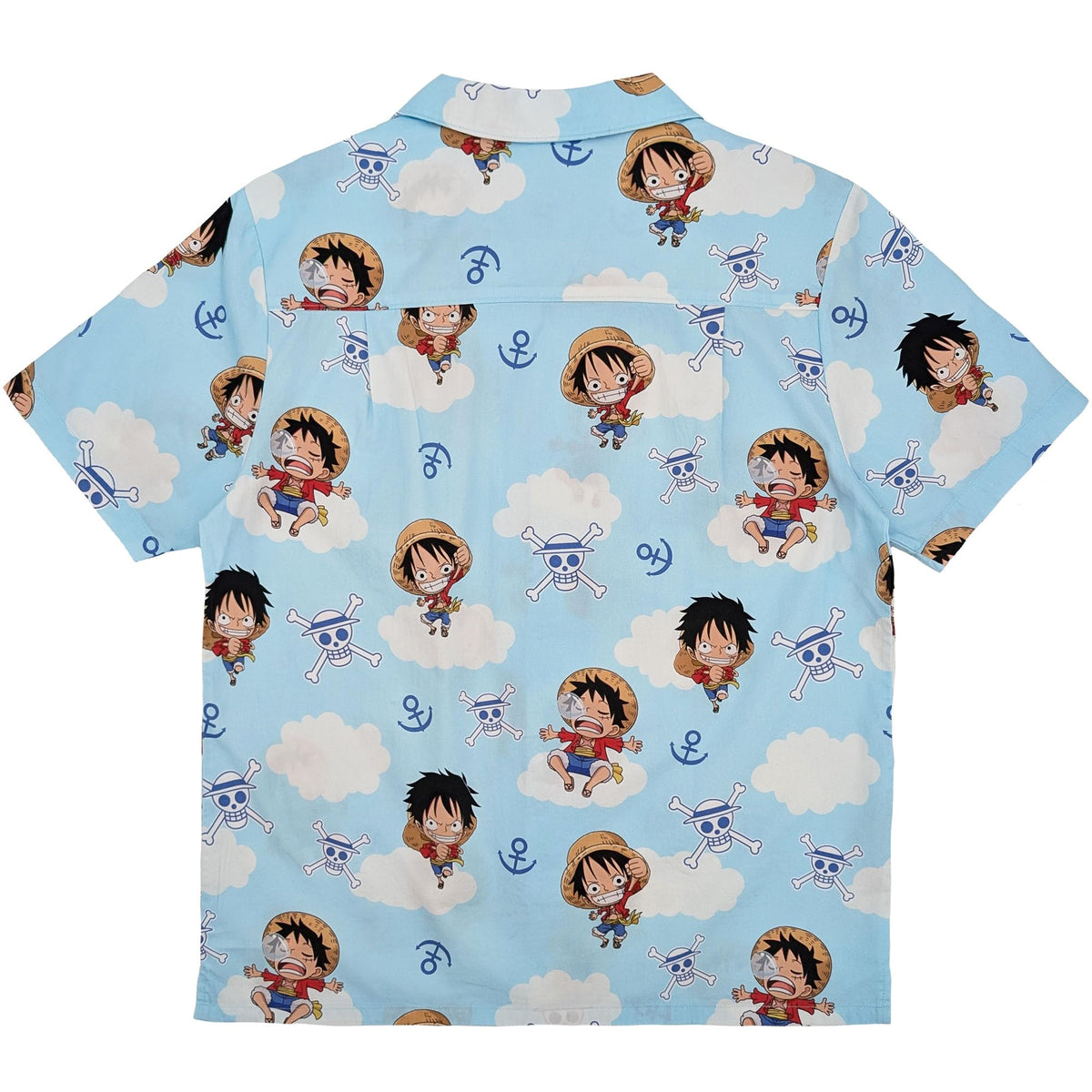 One Piece Chibi Luffy & Jolly Rogers Camp Collar Button Up