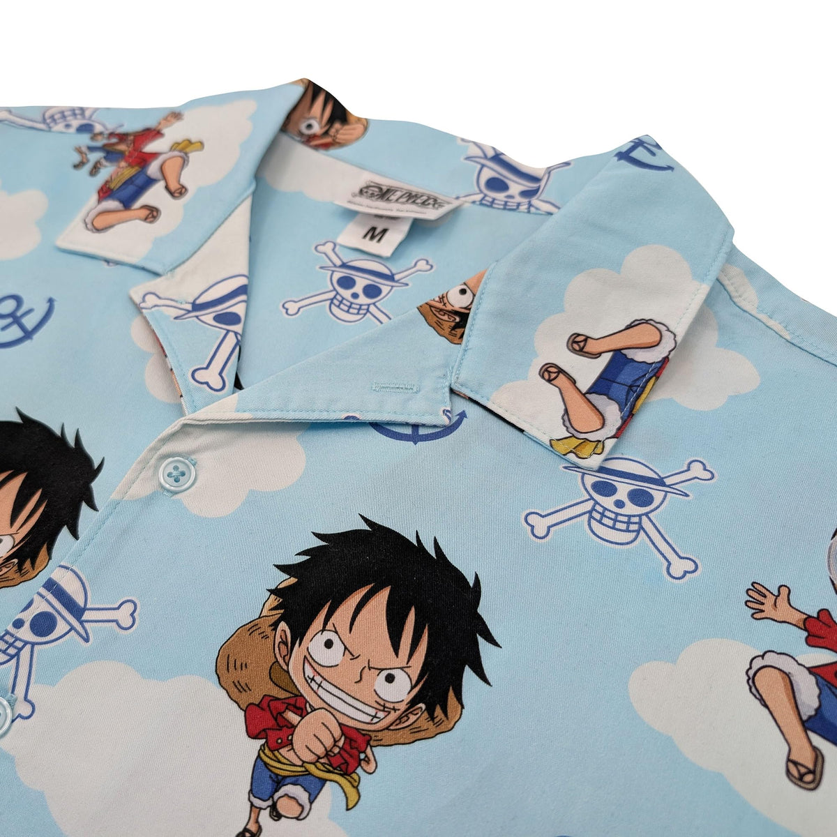 One Piece Chibi Luffy & Jolly Rogers Camp Collar Button Up