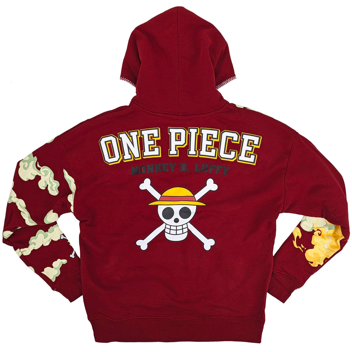 One Piece Luffy & Jolly Roger Embroidered Pullover Hoodie