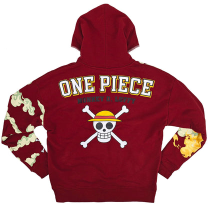 One Piece Luffy & Jolly Roger Embroidered Pullover Hoodie
