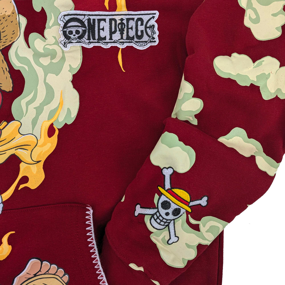One Piece Luffy & Jolly Roger Embroidered Pullover Hoodie