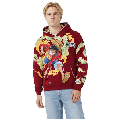 One Piece Luffy & Jolly Roger Embroidered Pullover Hoodie