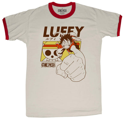 One Piece Monkey D. Luffy Gum-Gum Attack Ringer T-Shirt