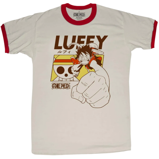 One Piece Monkey D. Luffy Gum-Gum Attack Ringer T-Shirt