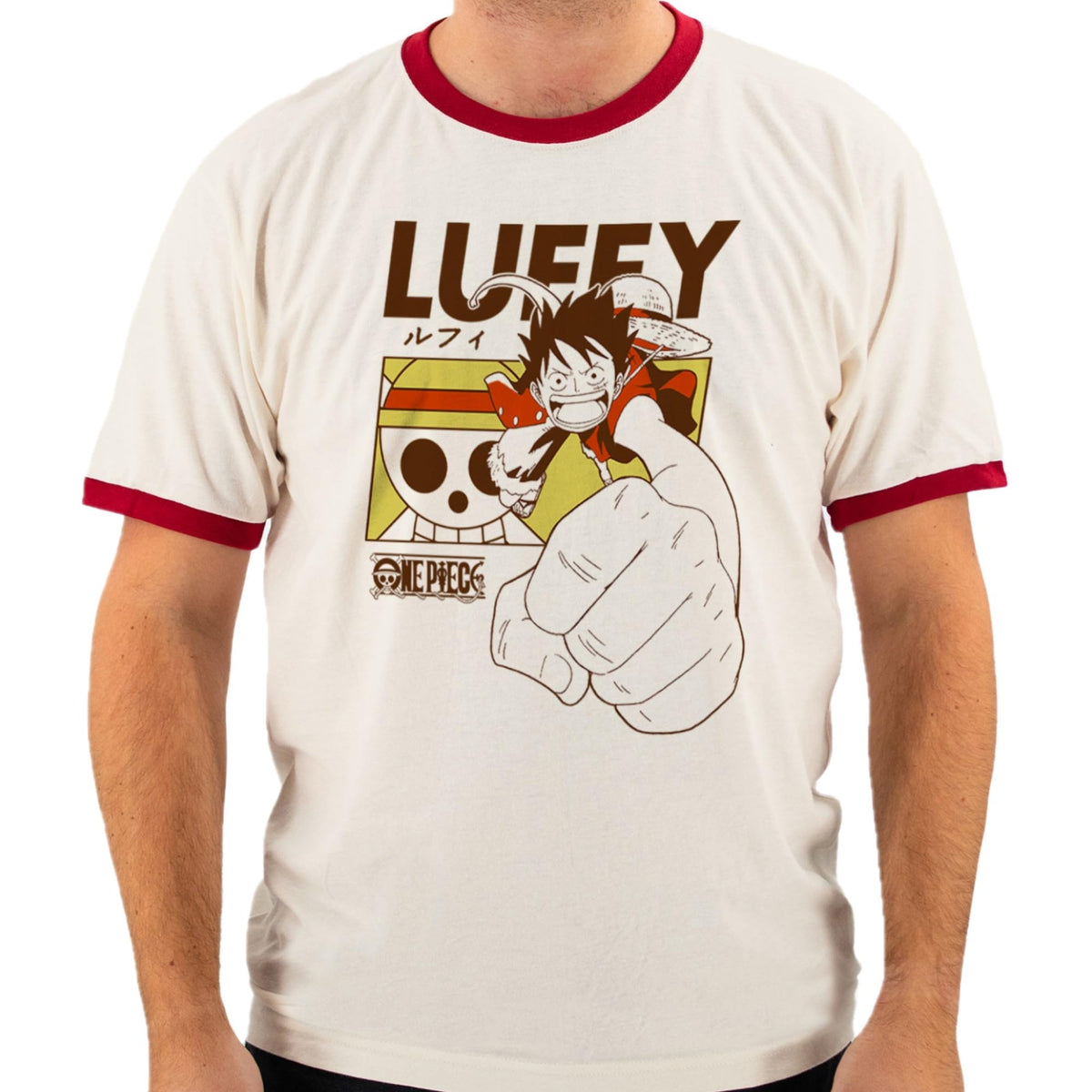 One Piece Monkey D. Luffy Gum-Gum Attack Ringer T-Shirt