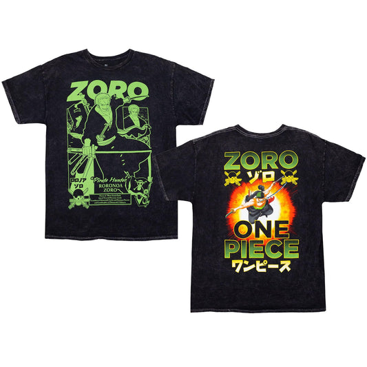 One Piece Zoro Green Panels Mineral Wash T-Shirt