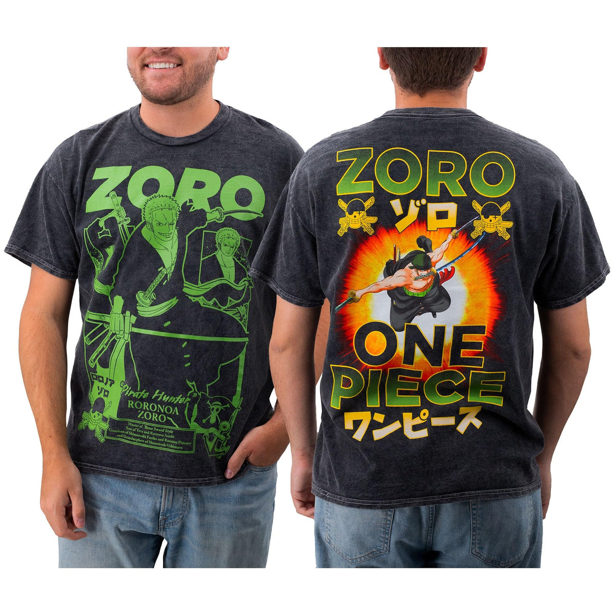 One Piece Zoro Green Panels Mineral Wash T-Shirt