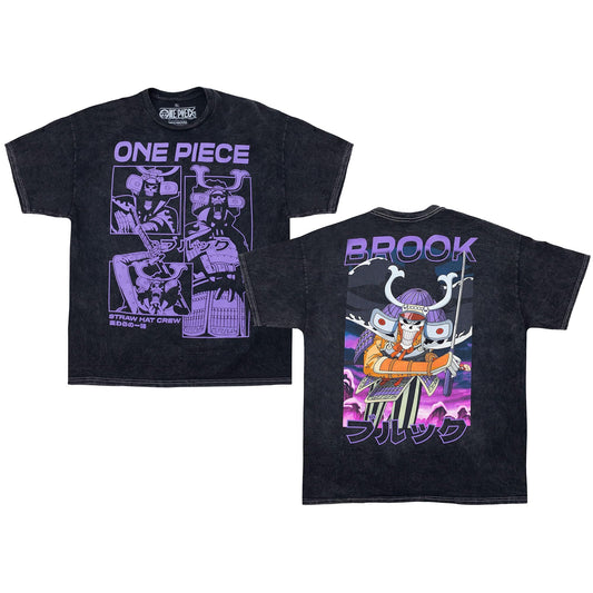One Piece Brook Purple Panels Mineral Wash T-Shirt