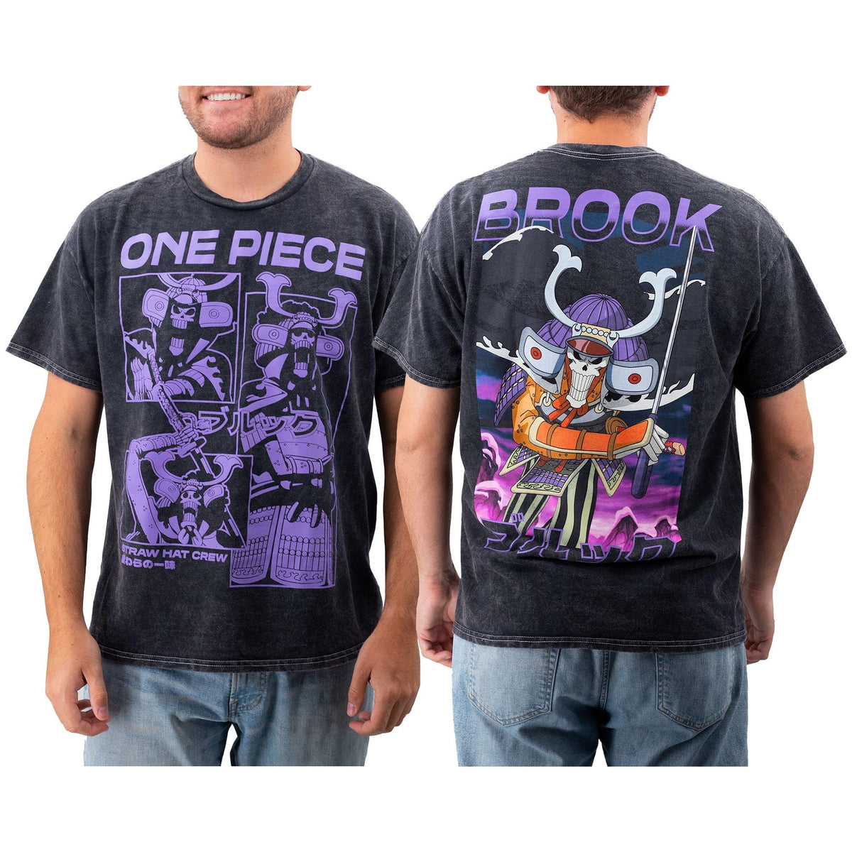 One Piece Brook Purple Panels Mineral Wash T-Shirt