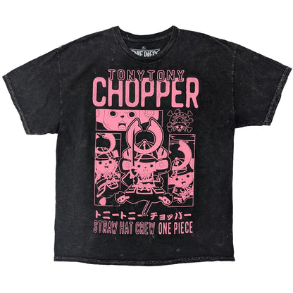 One Piece Chopper Pink Panels Mineral Wash T-Shirt