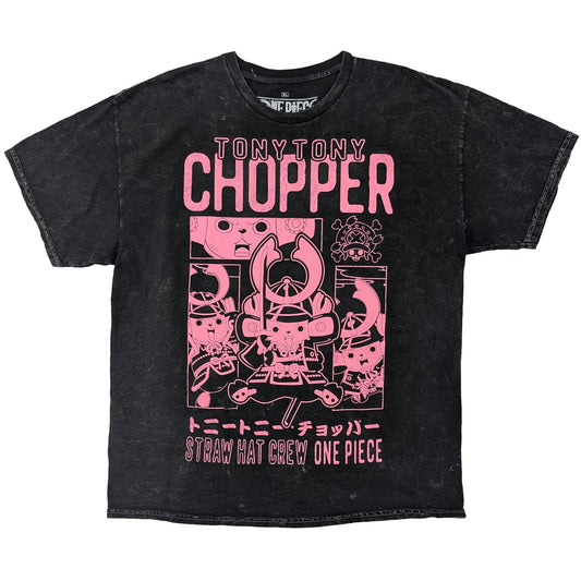 One Piece Chopper Pink Panels Mineral Wash T-Shirt